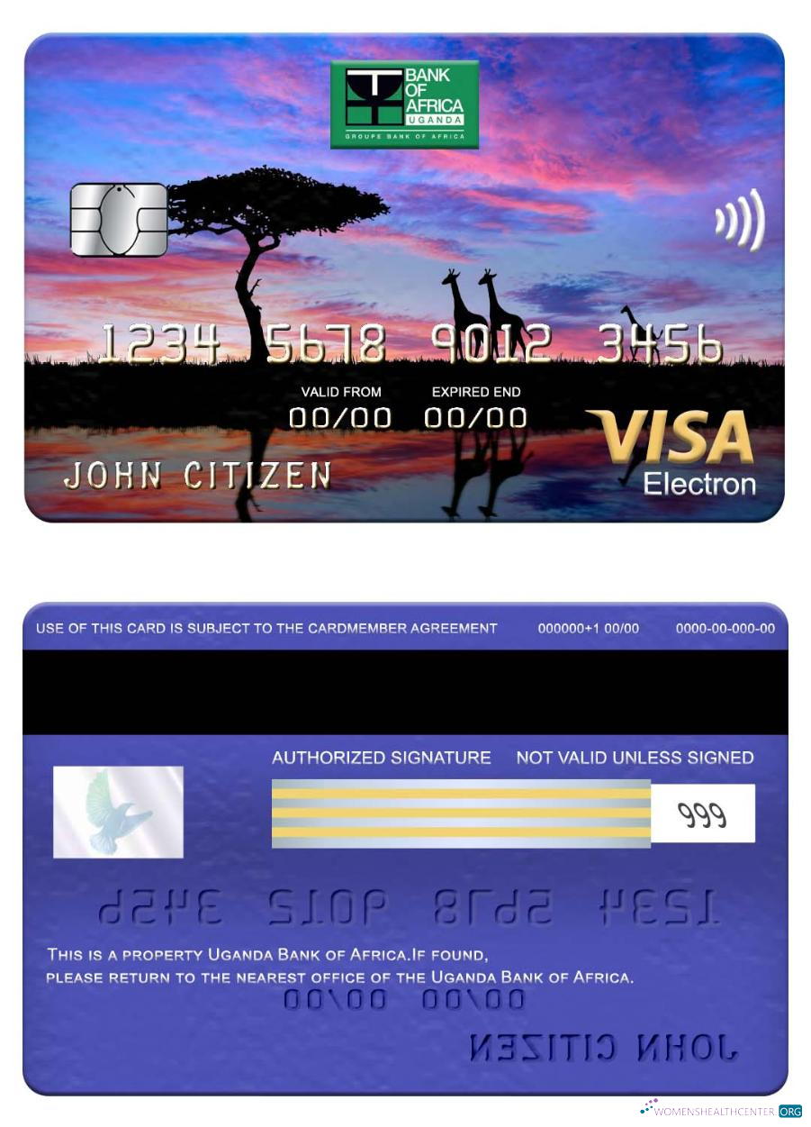 Download Uganda Bank of Africa visa electron Photoshop template